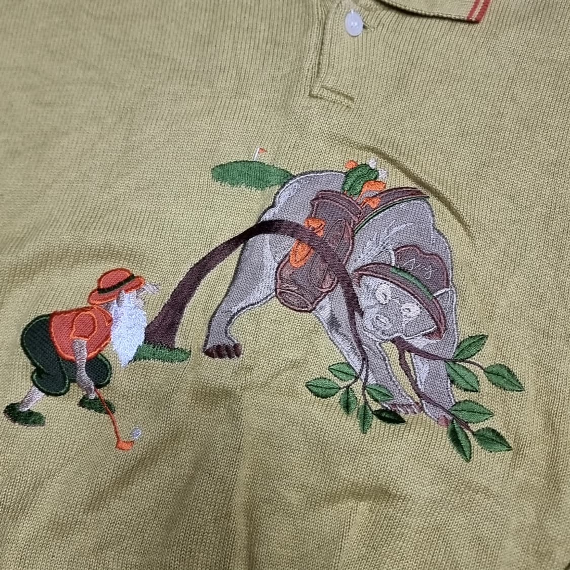 미즈노 빈티지 자수 니트 티셔츠 골프 웨어(100-105) 상품이미지2