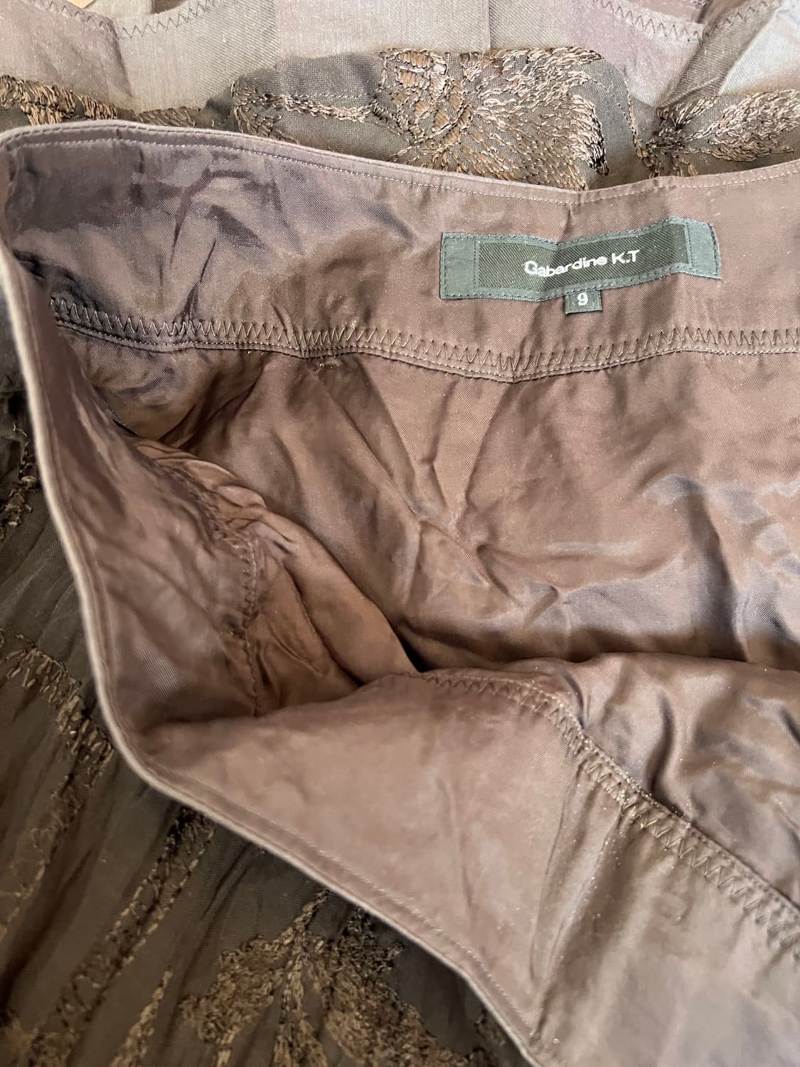 일본수입 Gabardine K.T 여성 브라운 미디스커트 자수레이스치마 상품이미지6