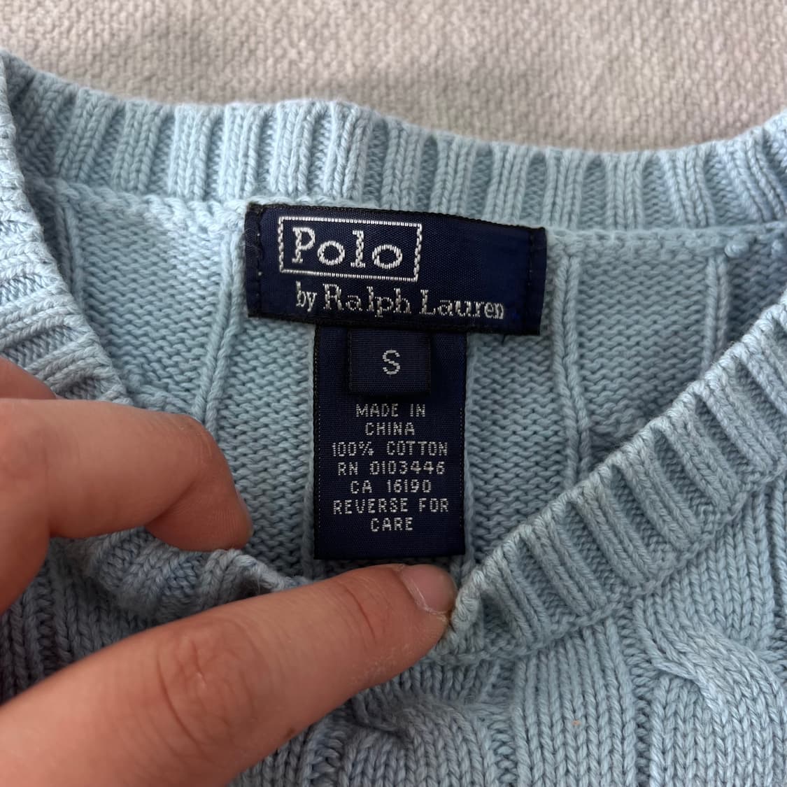 W 95 폴로랄프로렌 스카이블루 꽈배기 니트 상품이미지3
