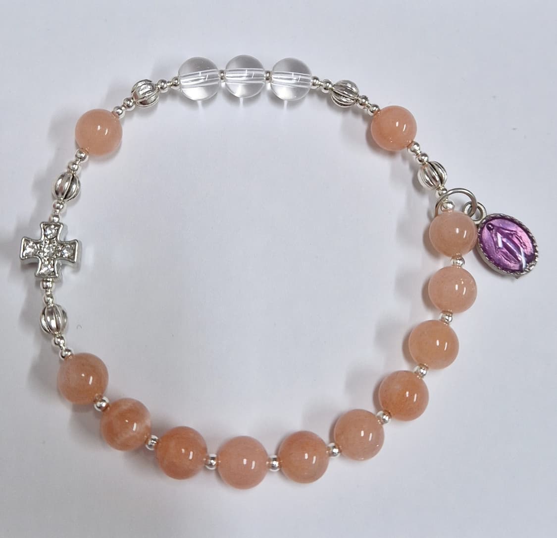 ✨ 천연 원석 묵주 팔찌 (썬스톤 & 백수정) 상품이미지3