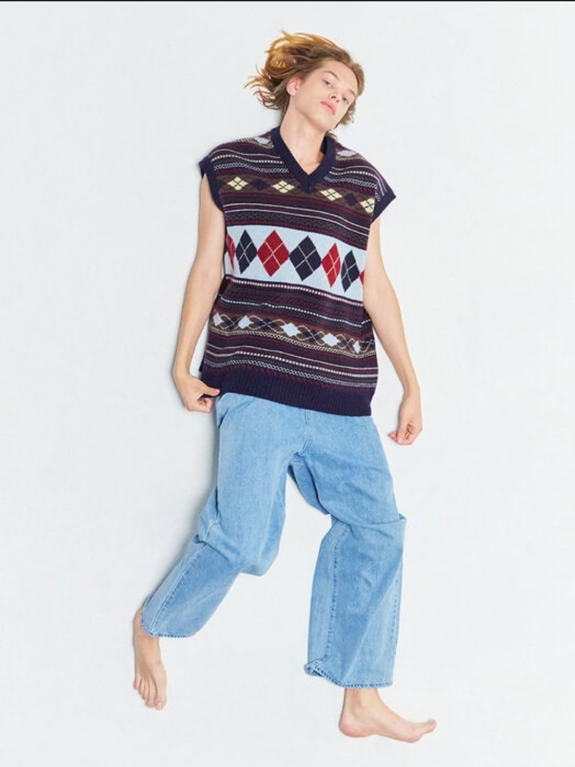 인스턴트펑크 자카드 울 니트 베스트 프리사이즈 빅사이즈 상품이미지1