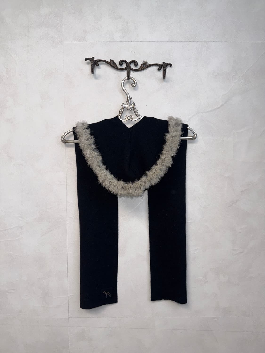 Black rabbit fur trimming hood muffler 상품이미지1