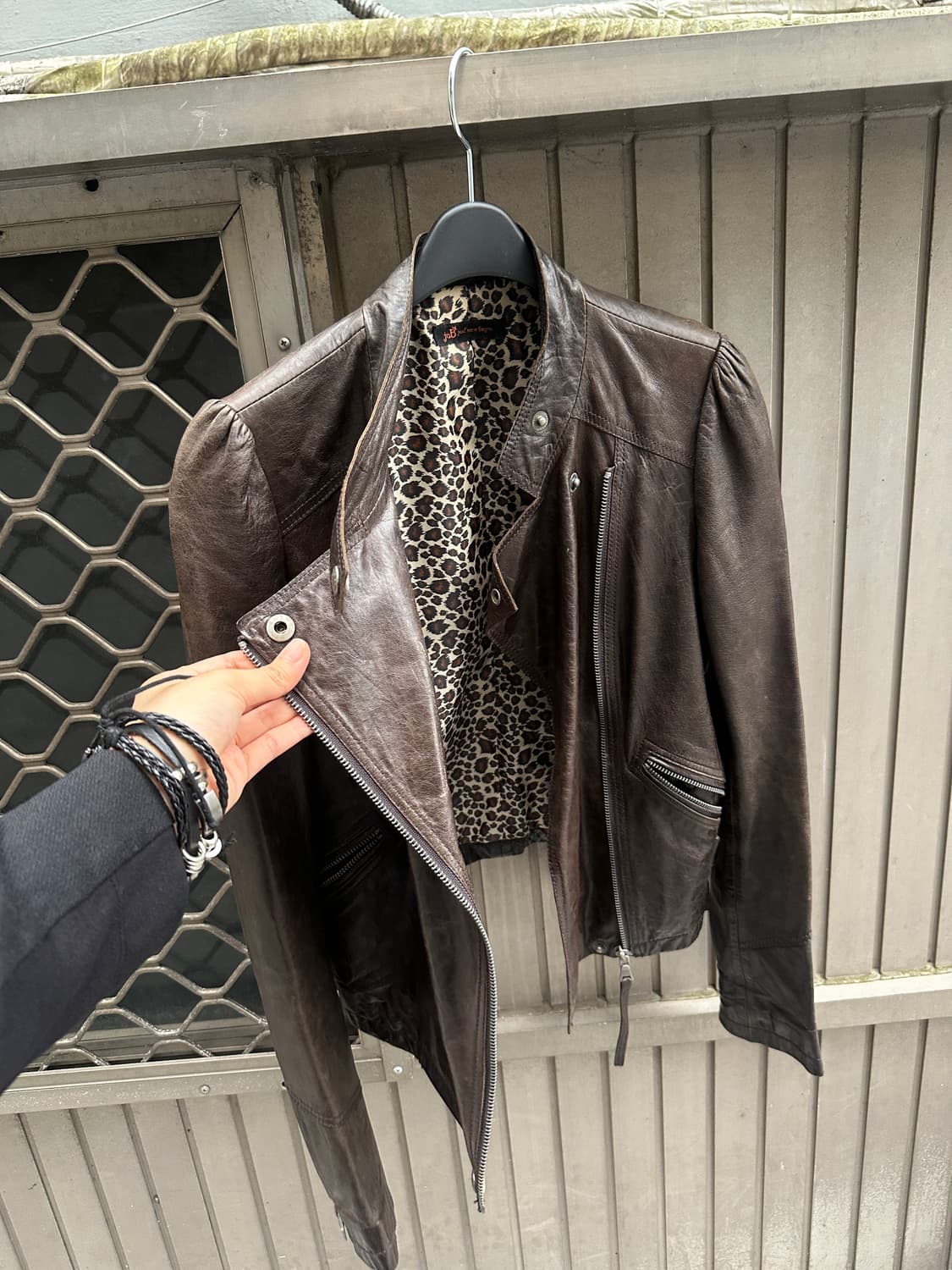 Lambs leather leopard zipper jacket 상품이미지3