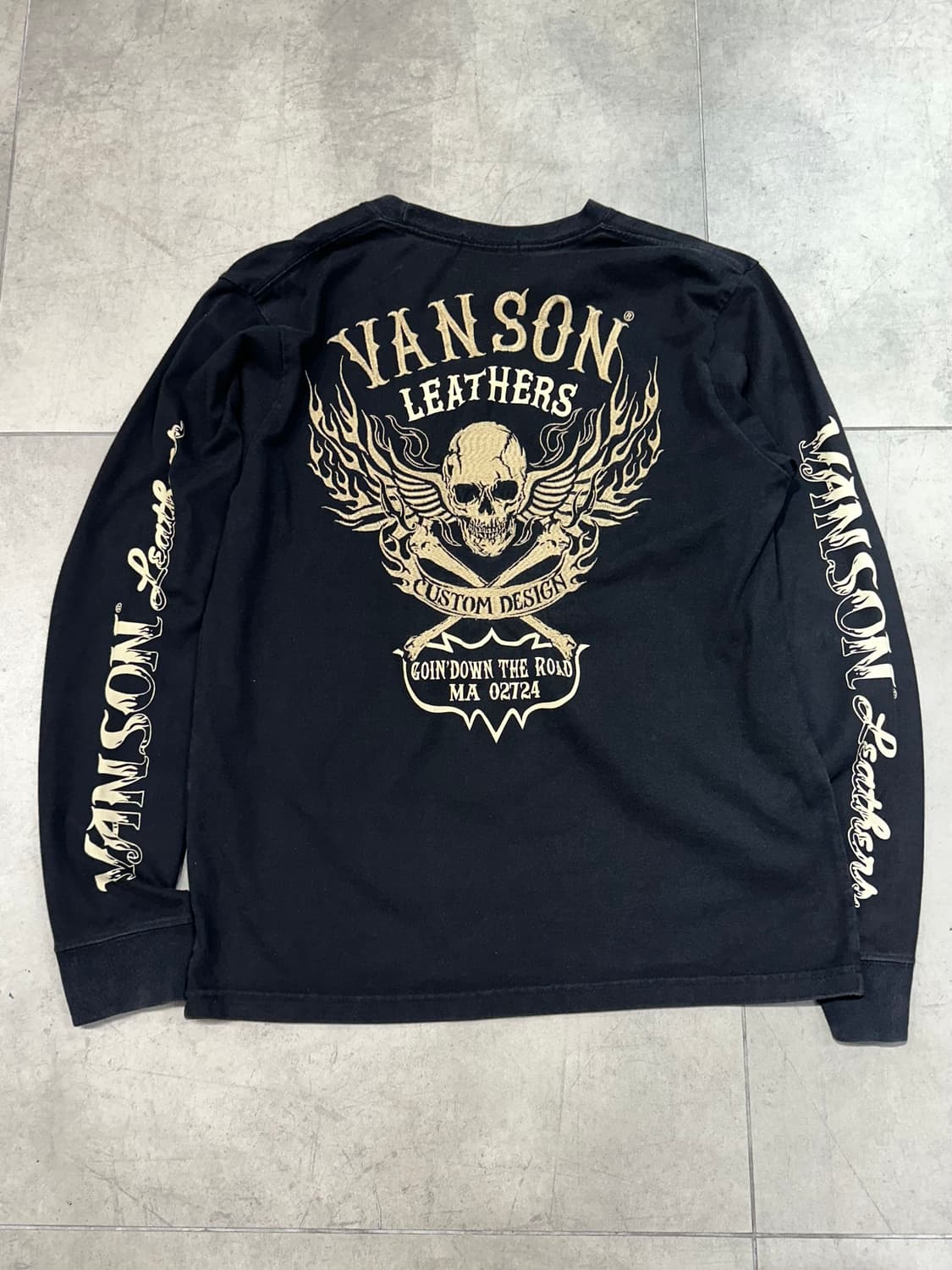 Vanson 밴슨레더 스컬 해골 긴팔 티셔츠 상품이미지1