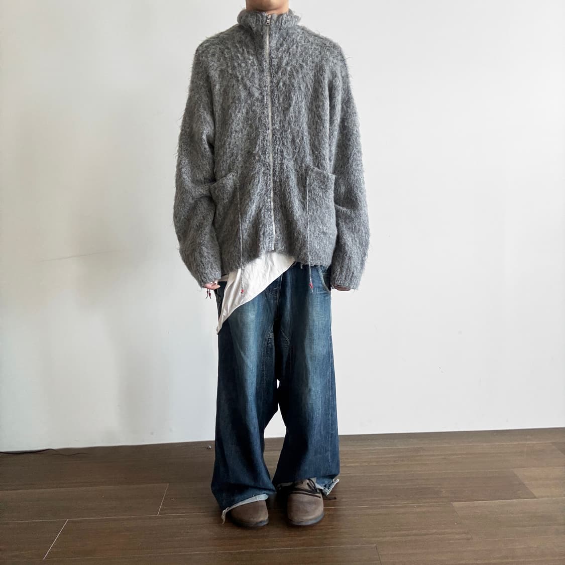 Faccies Hairy Knit Zip Cardigan 상품이미지2