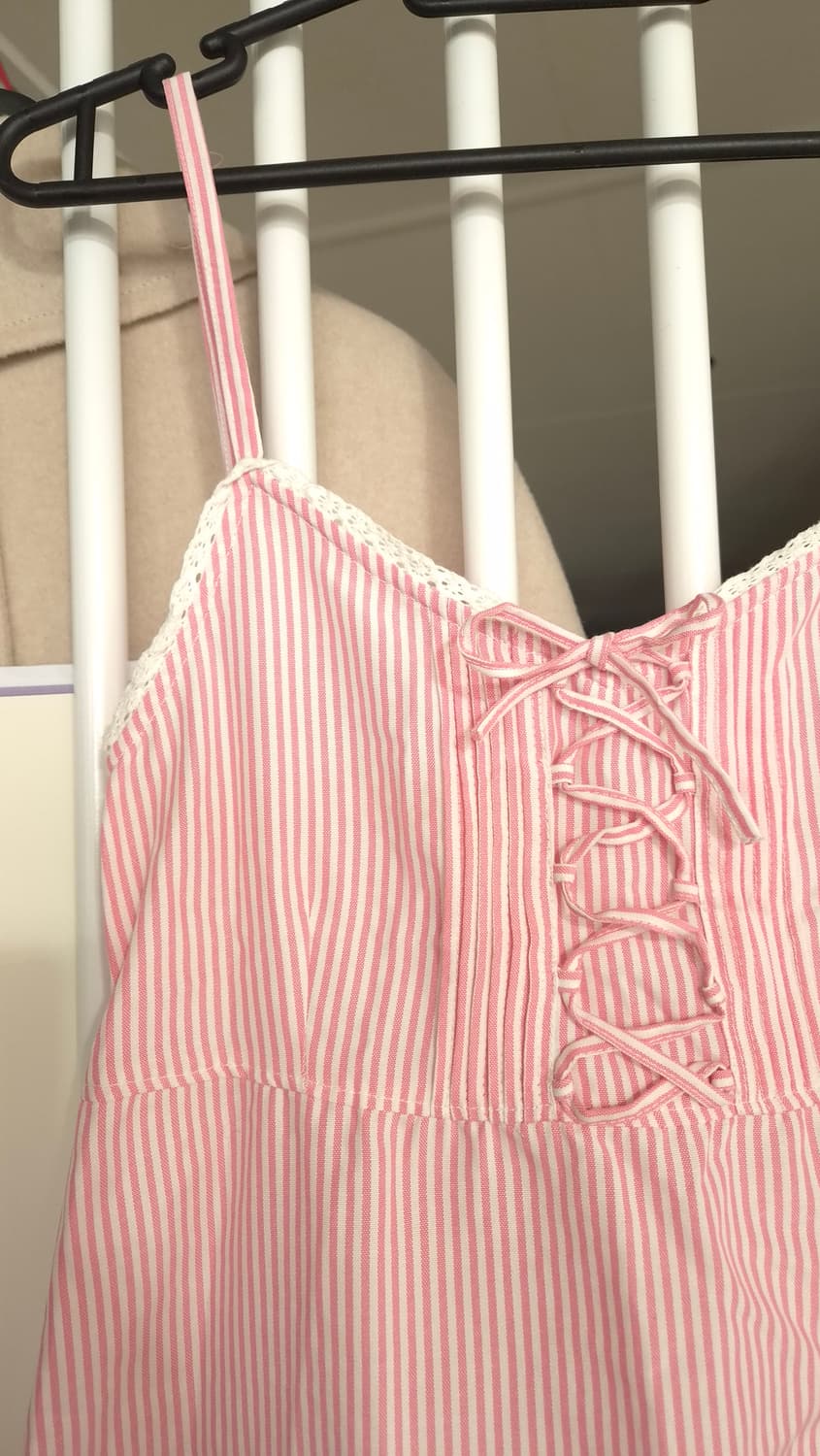 핑크 스트라이프 롱 원피스 상품이미지2