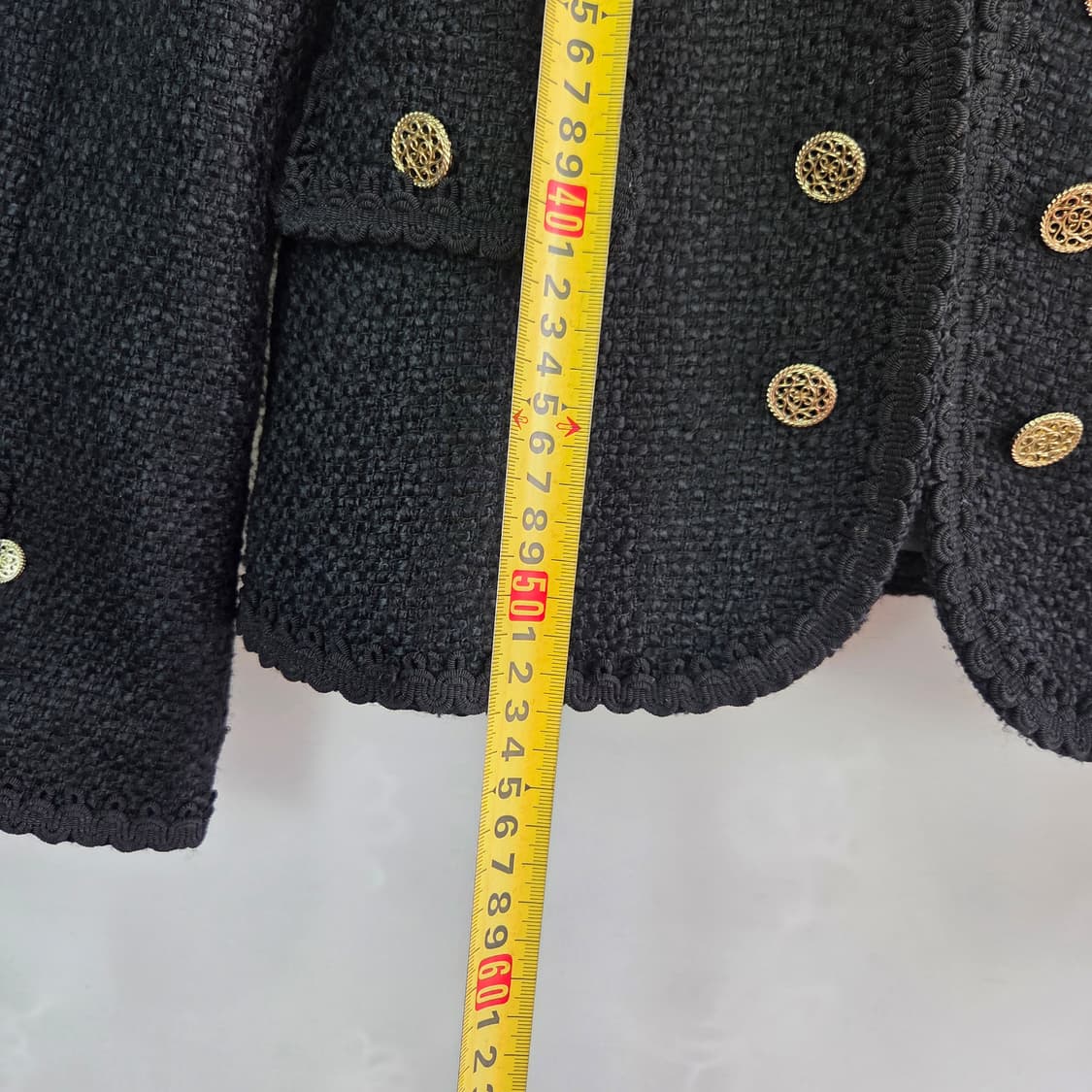 [ZARA] 자라 블랙 트위드 노카라 자켓 여성 XS 상품이미지9