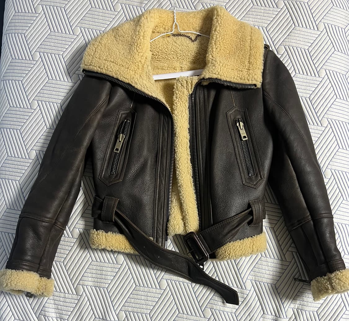 천연 가죽 무스탕 자켓 브라운 상품이미지2