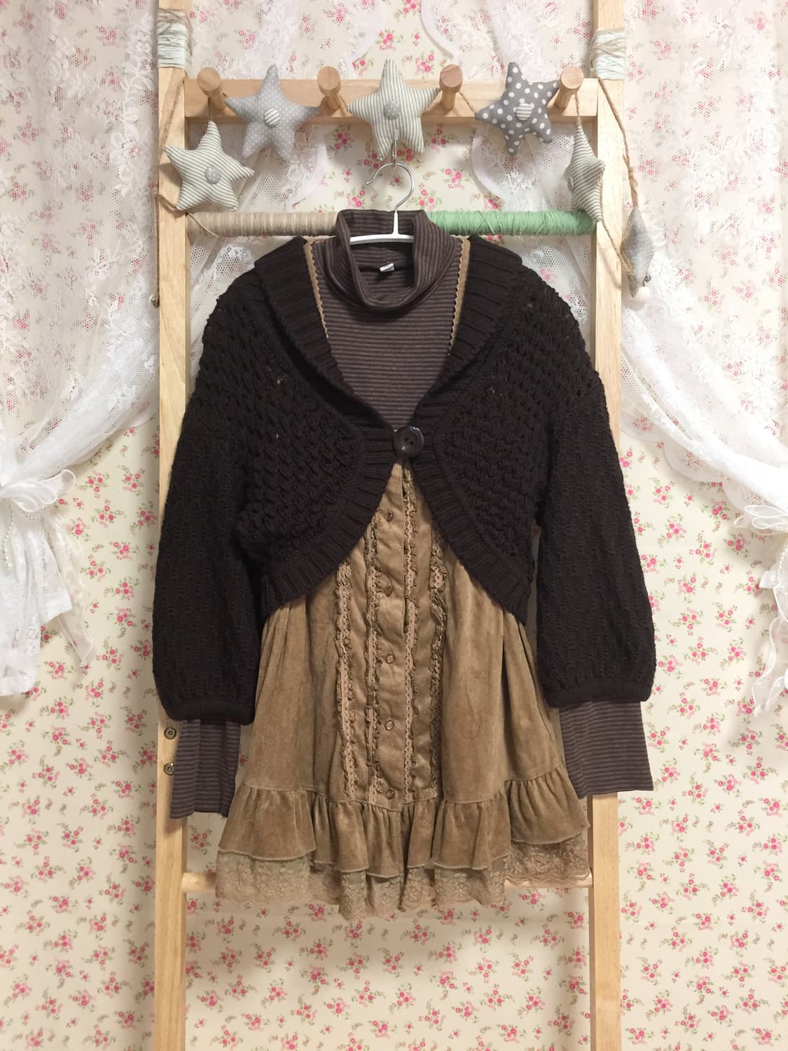 빈티지 모리걸 브라운 레이스 베스트 상품이미지2