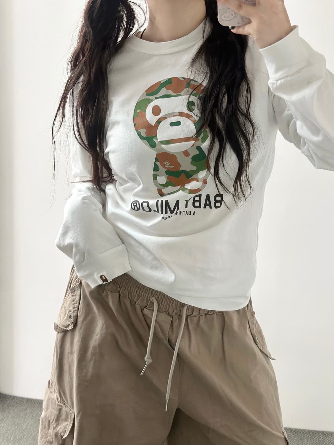 베이프 카모 마일로 화이트 롱슬리브  상품이미지2