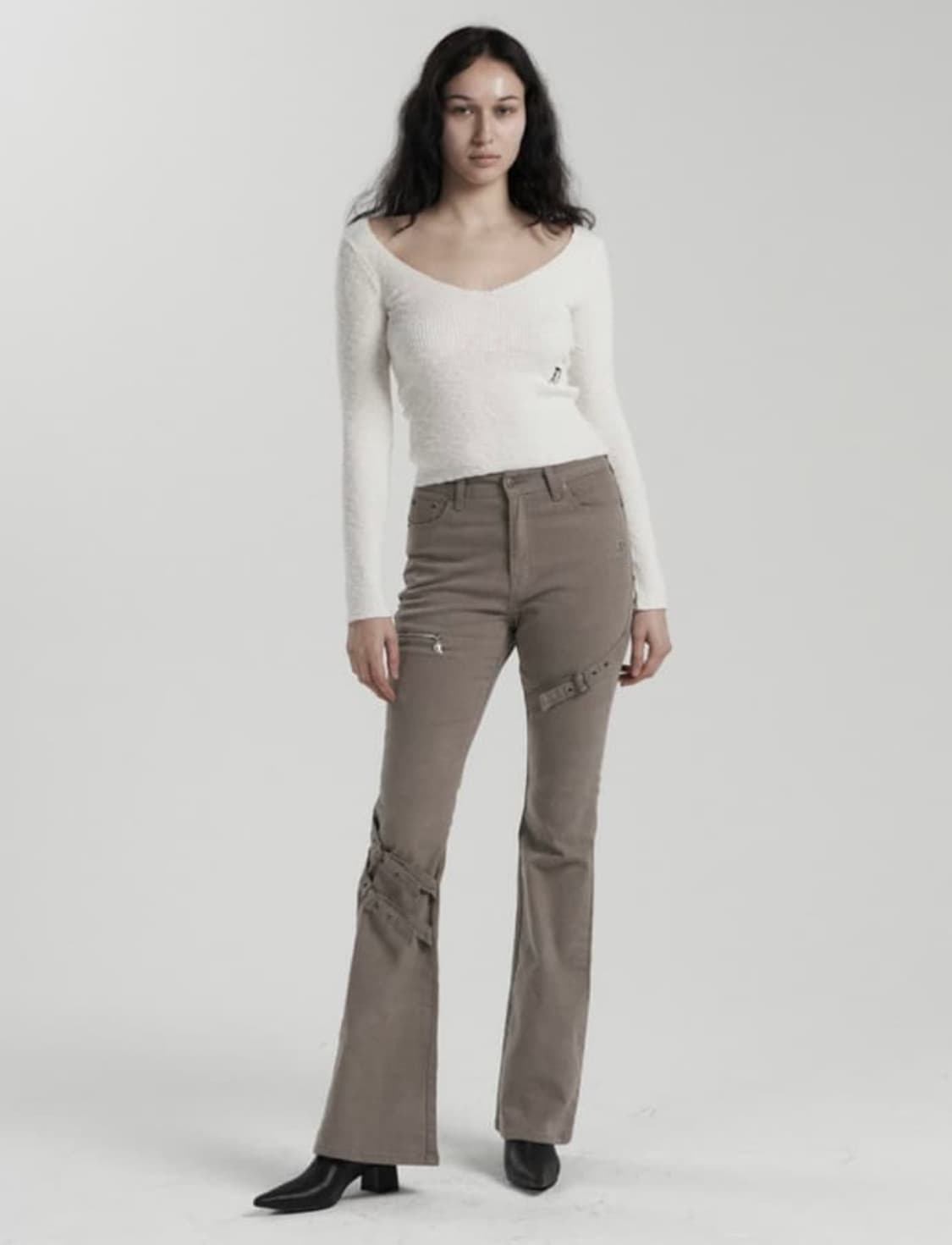 오도어 ODOR 벨트 카고 팬츠 카멜 부츠컷 상품이미지1