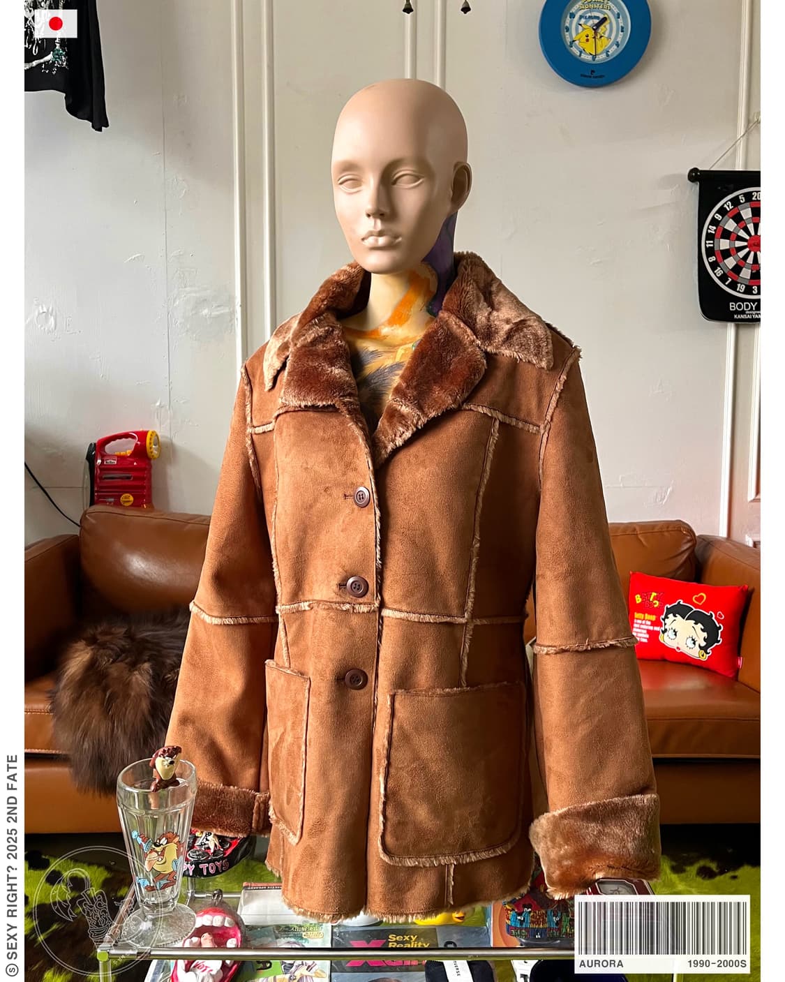 90-00s AURORA Japan Faux Leather Fur JK 상품이미지1