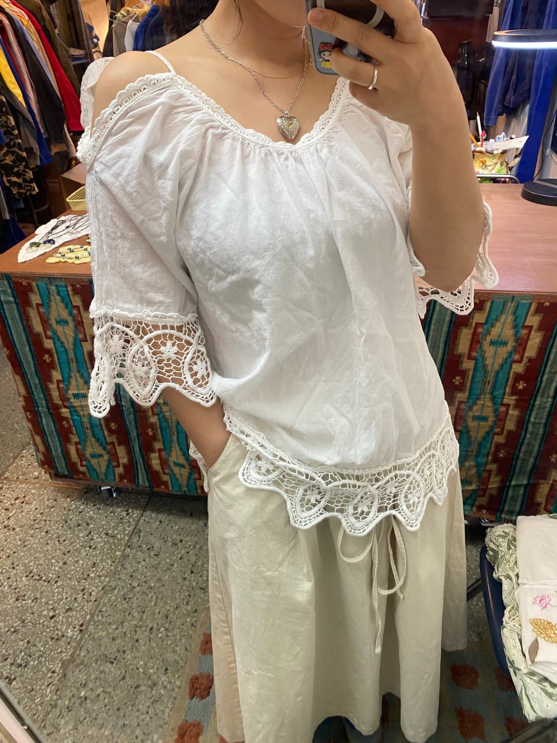 유럽빈티지 펀칭블라우스 펀칭원피스 상품이미지1