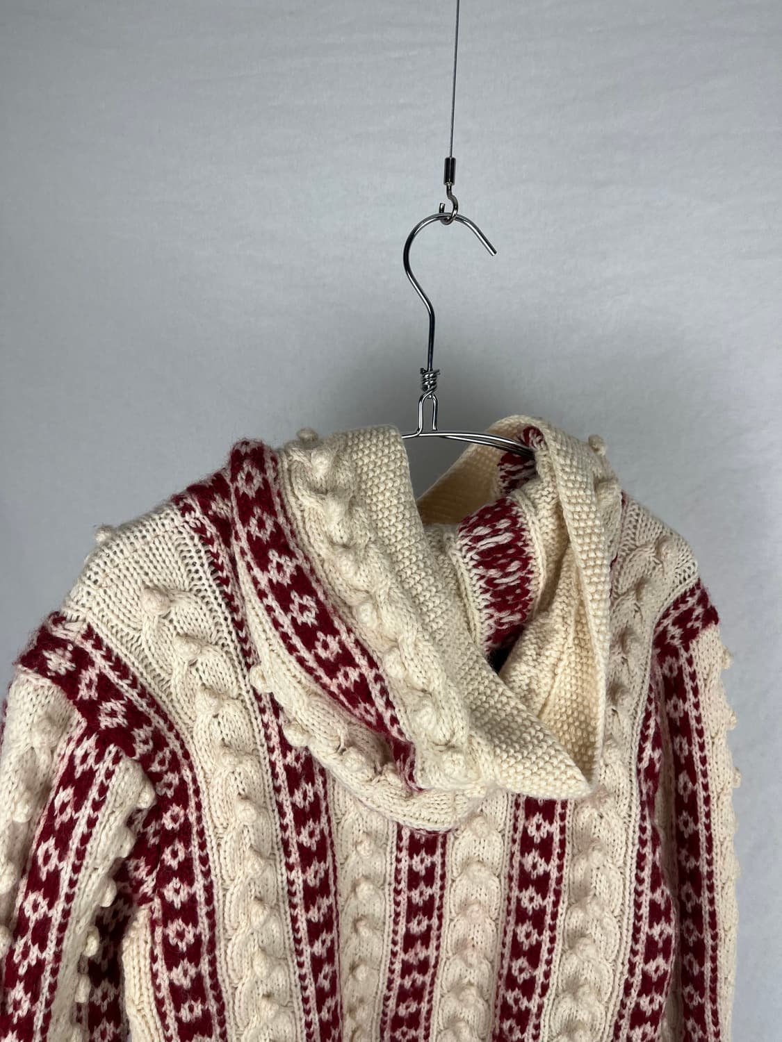 Vintage 헨드메이드 울 니트 후드티 상품이미지5