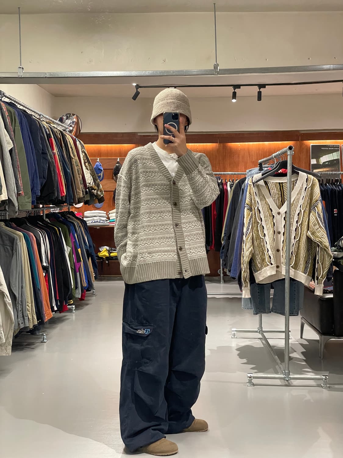 빈티지 패턴 V넥 가디건 상품이미지2