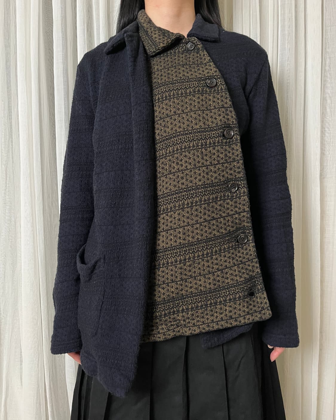 요지야마모토 레이어드 패턴 니트 가디건 Y’s yohji yamamoto 상품이미지1