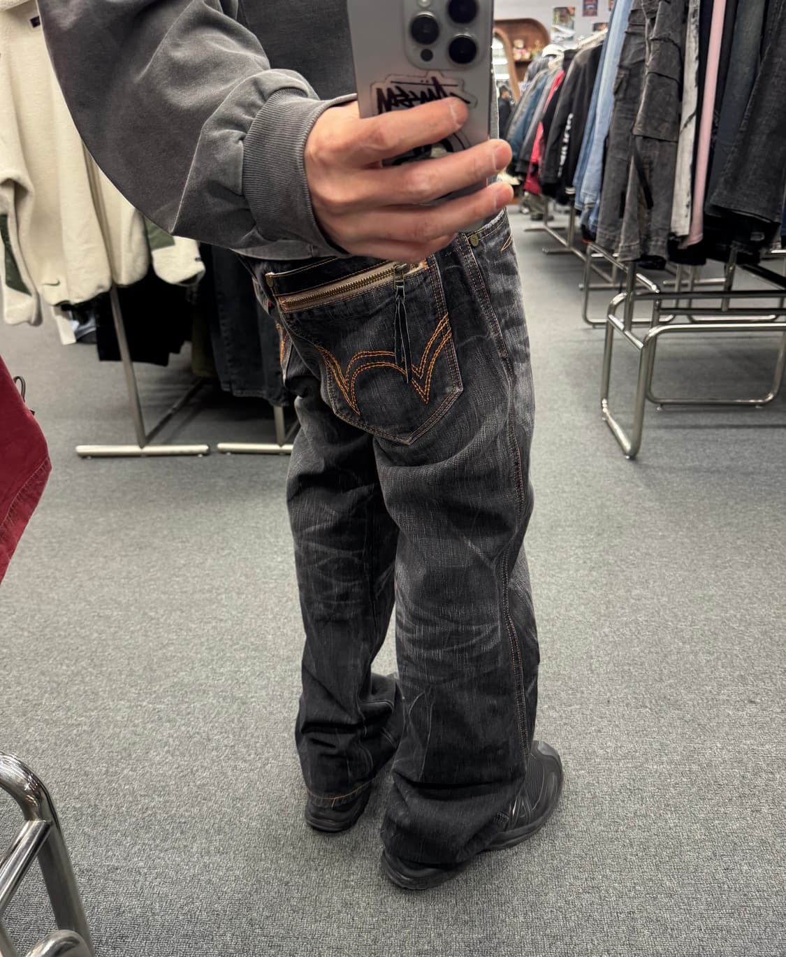 34)에드윈 빈티지 BTZ503 워싱 흑청 데님팬츠 상품이미지1