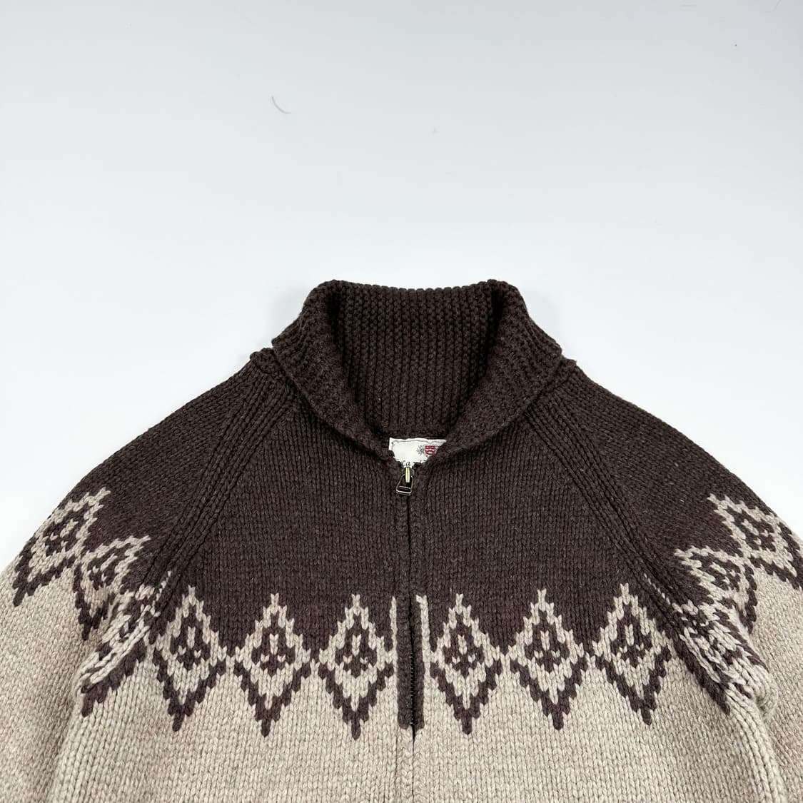 VTG 빈티지 브라운 코위찬 니트 집업 (Free 여성추천) 상품이미지1