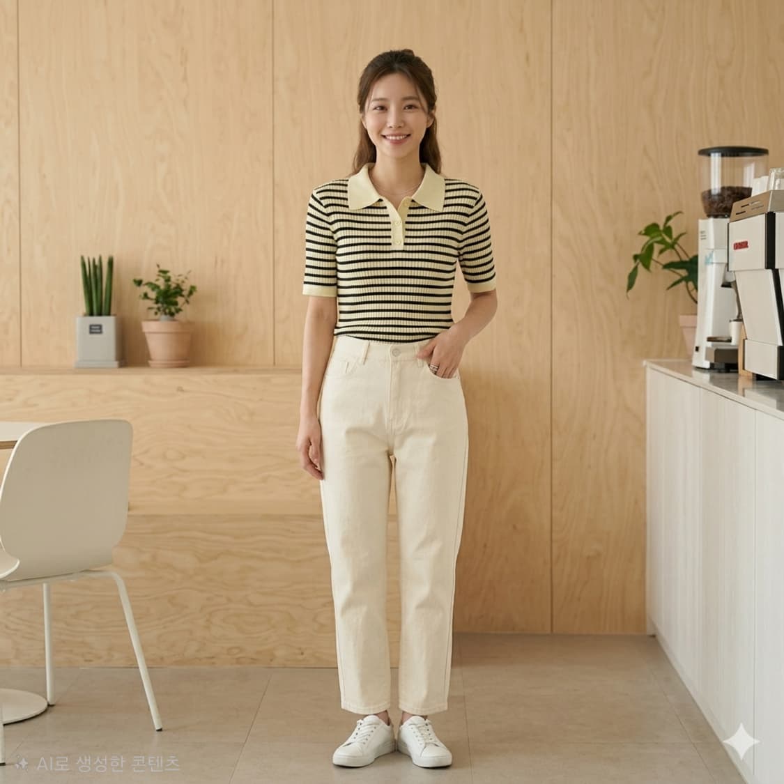 frrw 스트라이프 카라 반팔 니트 상품이미지1