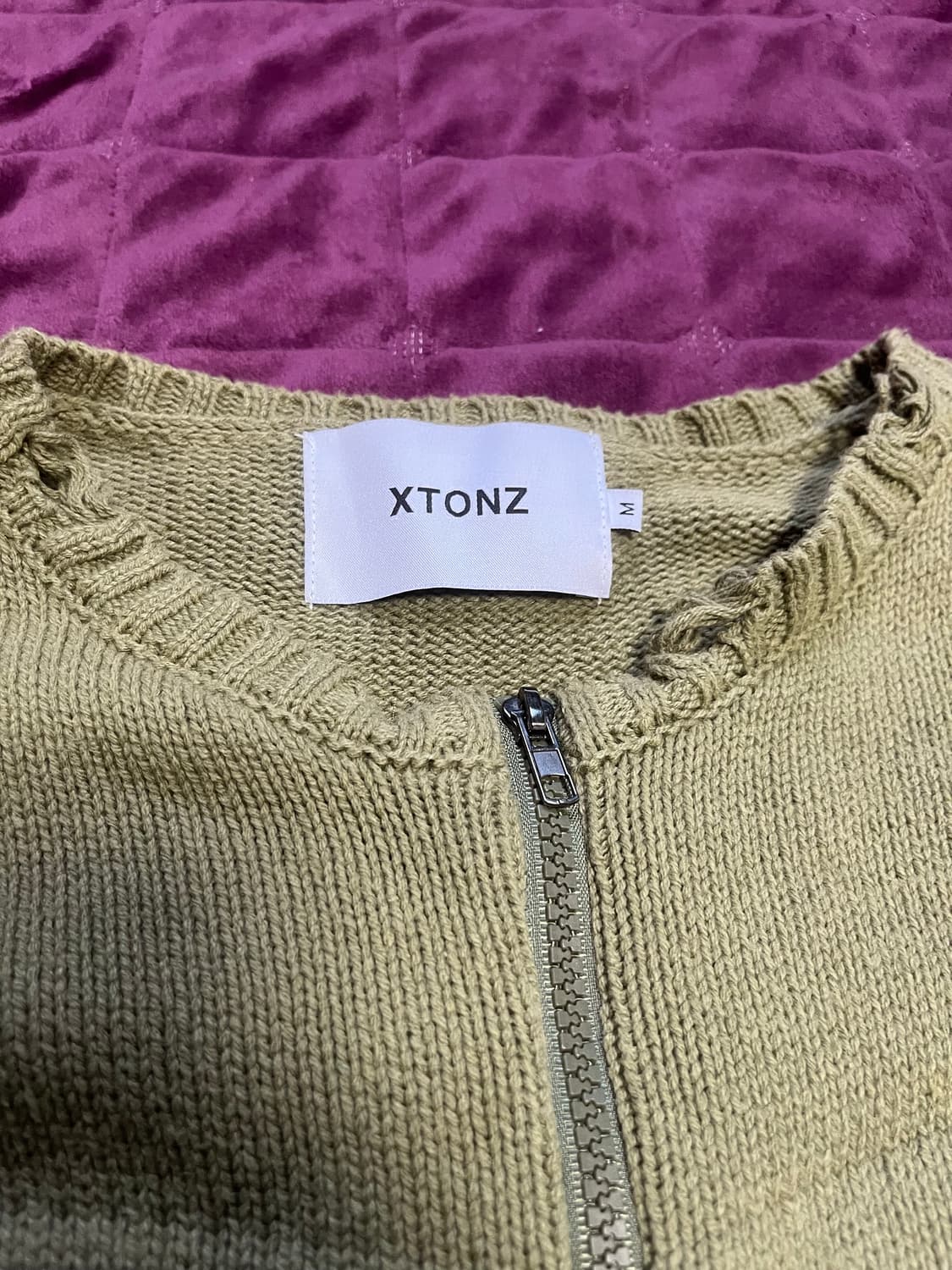 엑스톤즈 XTK037 보운 니트 집업 (KHAKI) 상품이미지3