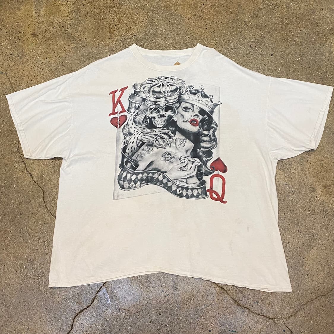 미국 빈티지 카드 해골 포인트 킹퀸 티셔츠 락티셔츠 반팔티 상품이미지1
