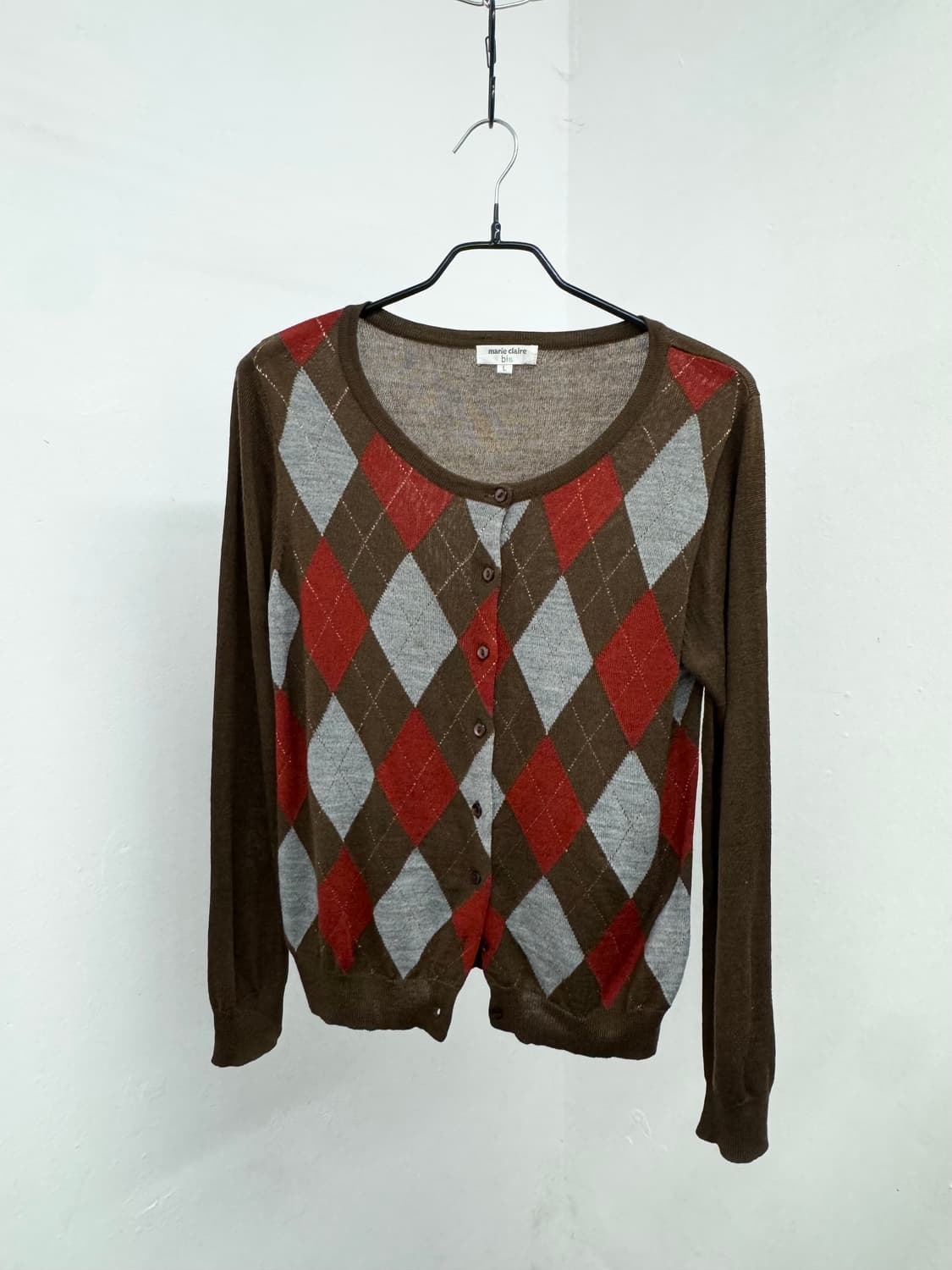 프레피 아가일 버튼 가디건 상품이미지5