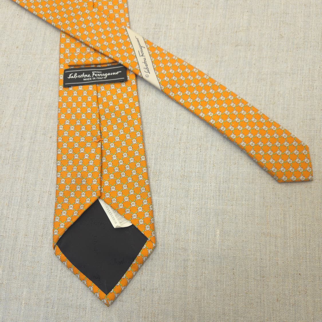 페라가모 오렌지 패턴 넥타이 상품이미지5