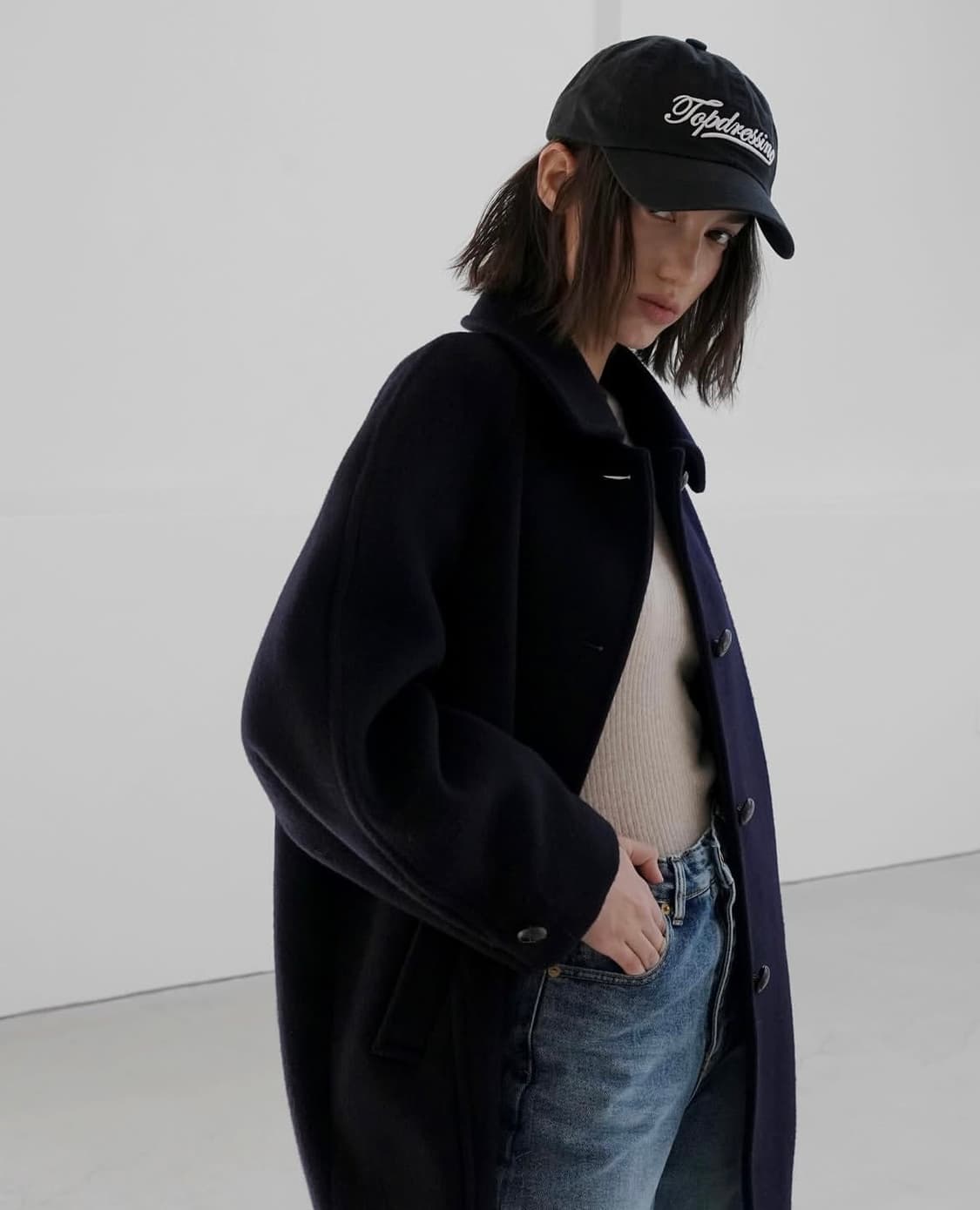 (새상품) 11am 일레븐에이엠 하프 코트 / 네이비 상품이미지3