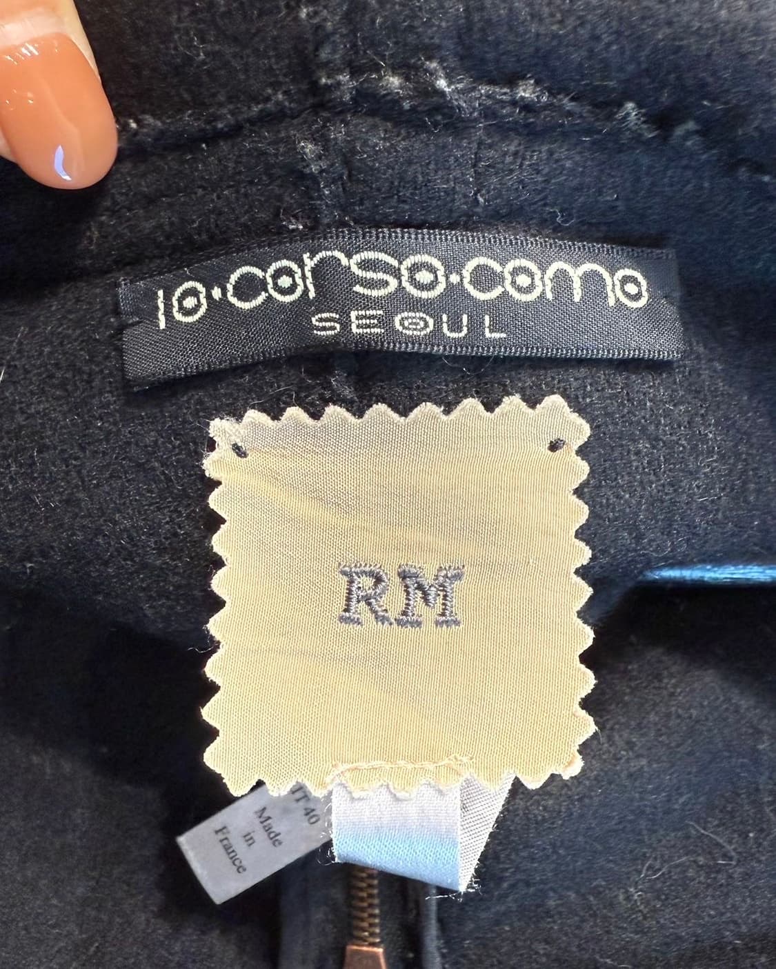 텐 꼬르소꼬모 rm 블랙 모헤어 혼방 후드 코트  상품이미지8
