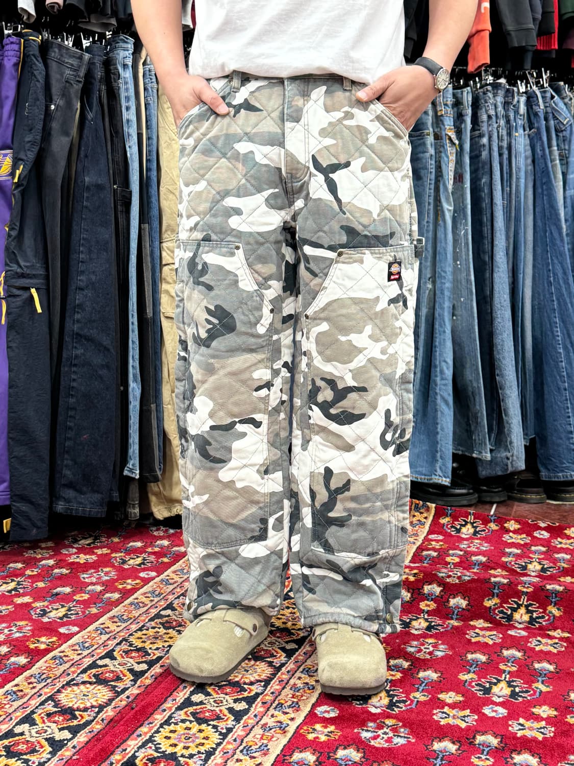 슈프림 X 디키즈 퀄티드 더블 니 페인터 팬츠 그레이 카모 - 21FW  상품이미지1