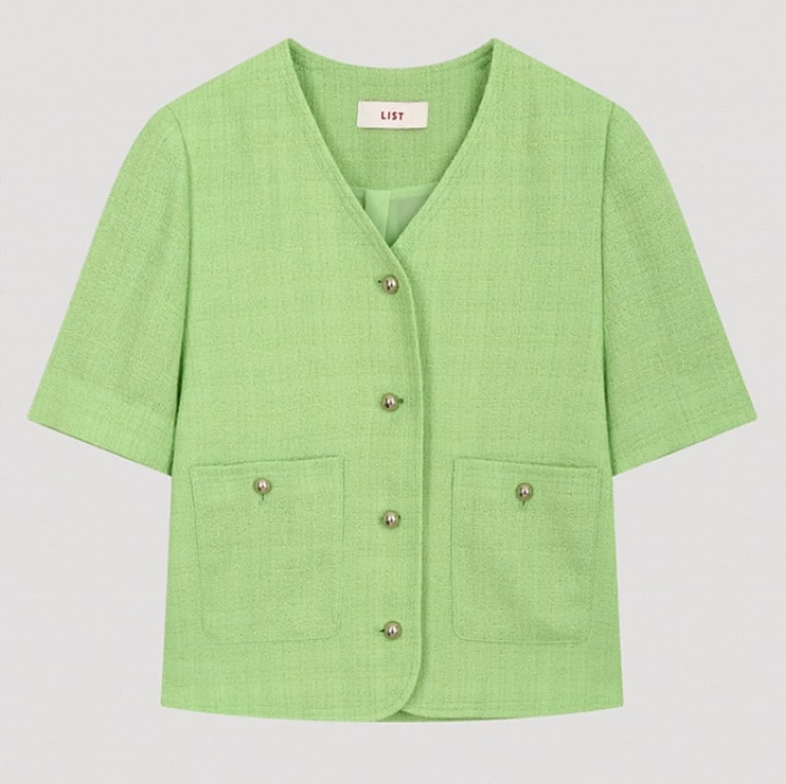 LIST 리스트 트위드 반팔 자켓 그린 상품이미지7
