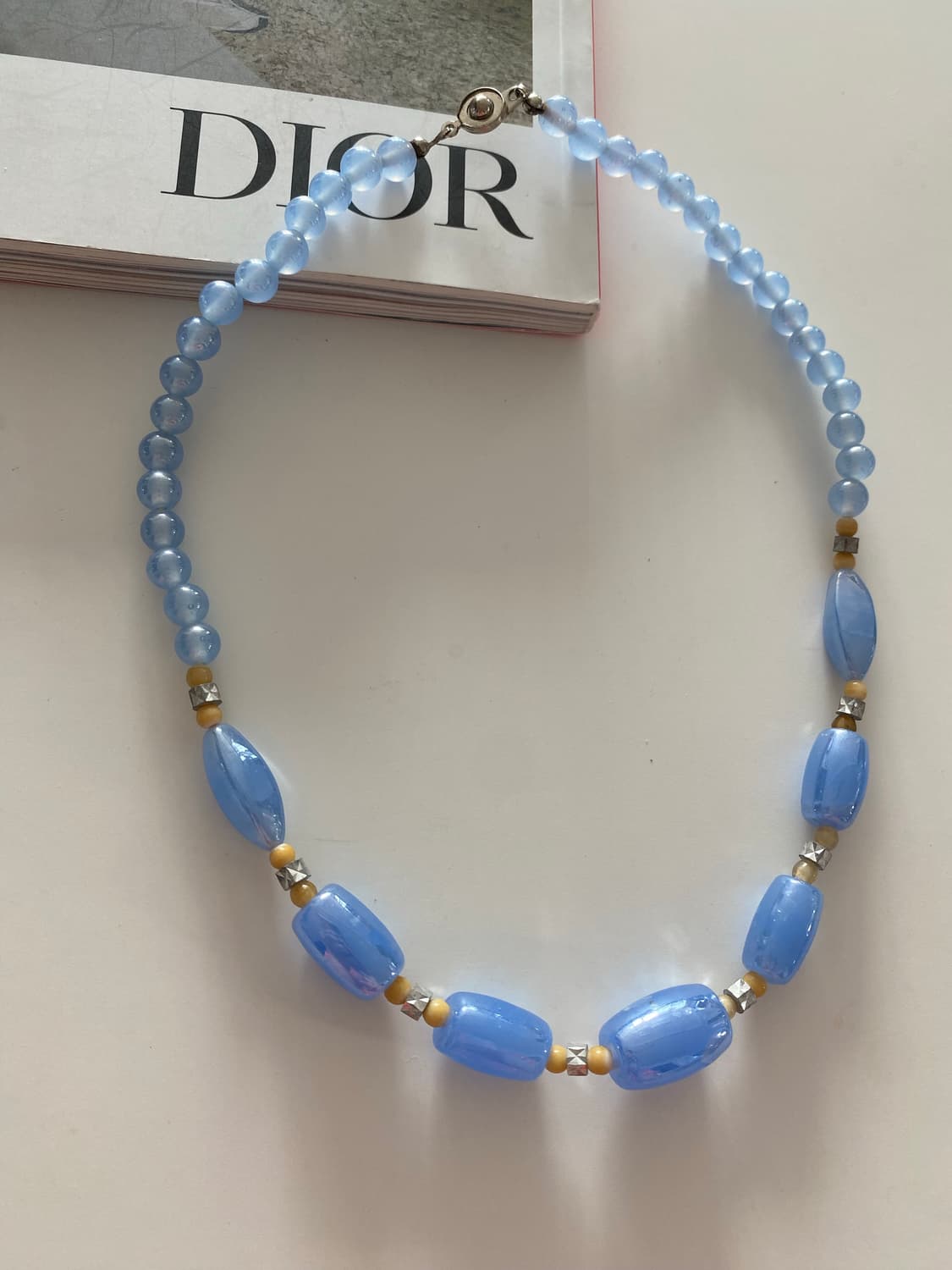 일본수입 비즈 스카이 블루 목걸이 상품이미지5