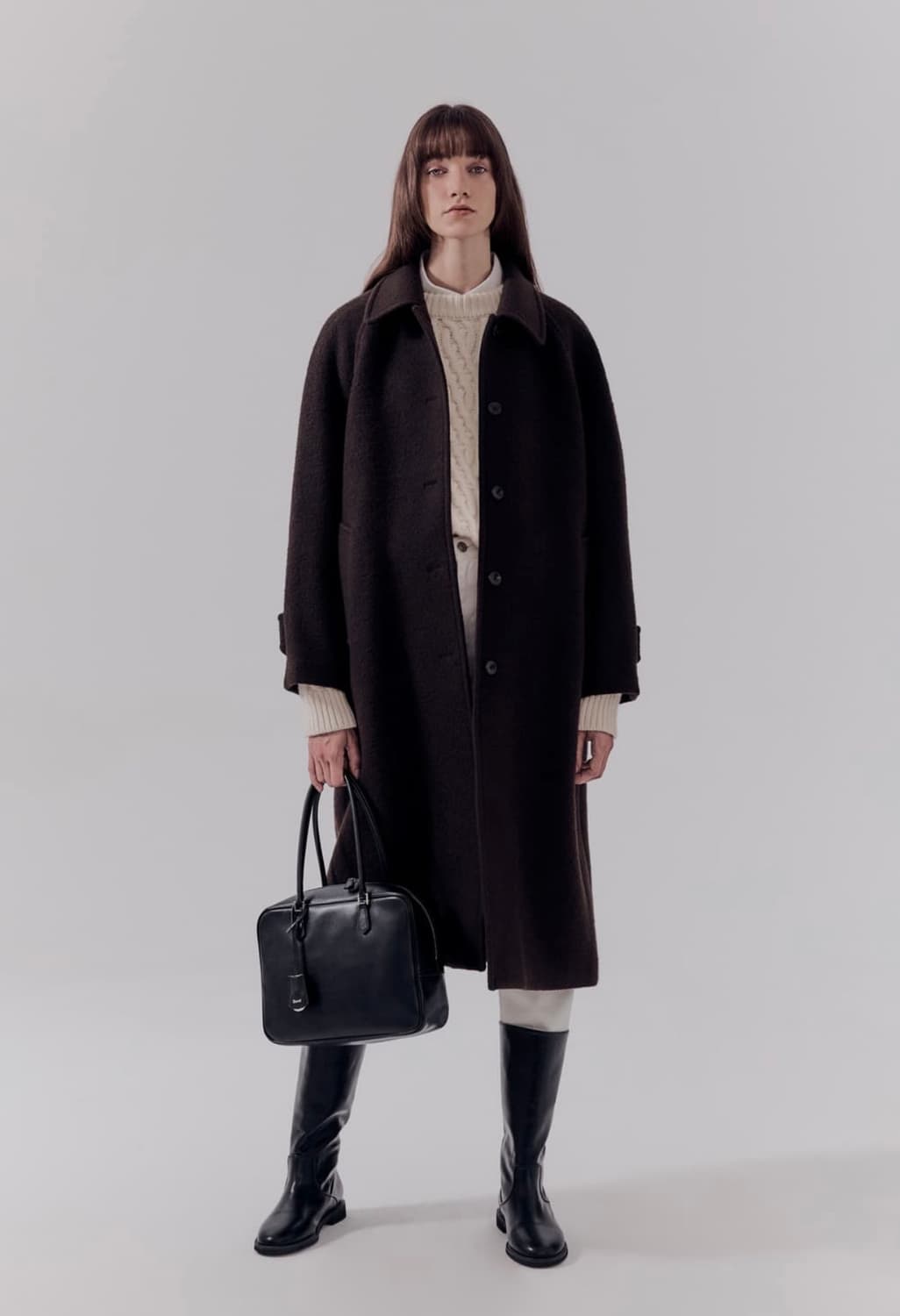 던스트 부클 울 클래식 코트 초콜릿 M 상품이미지3