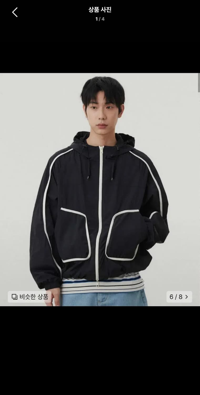 XL / 블랙 ) WMC 라인 윈드브레이커 오버핏 바람막이 자켓 상품이미지1