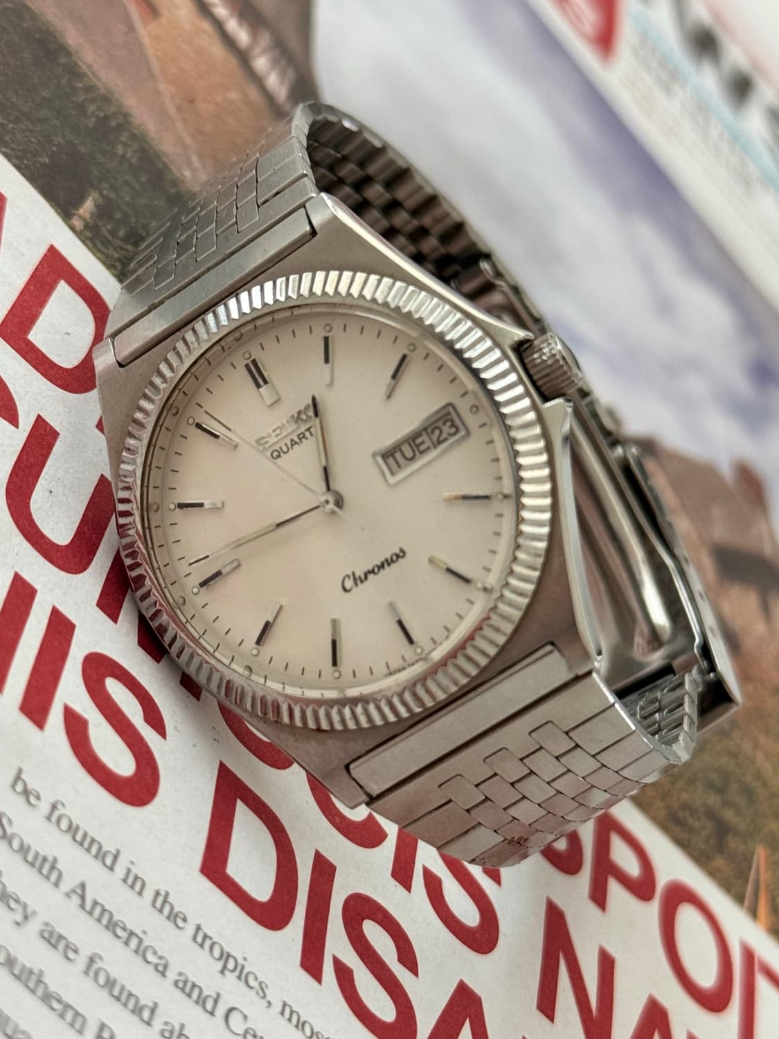 Seiko 세이코 쿼츠 Chronos 플루티드 베젤 Day-Date 19 상품이미지4