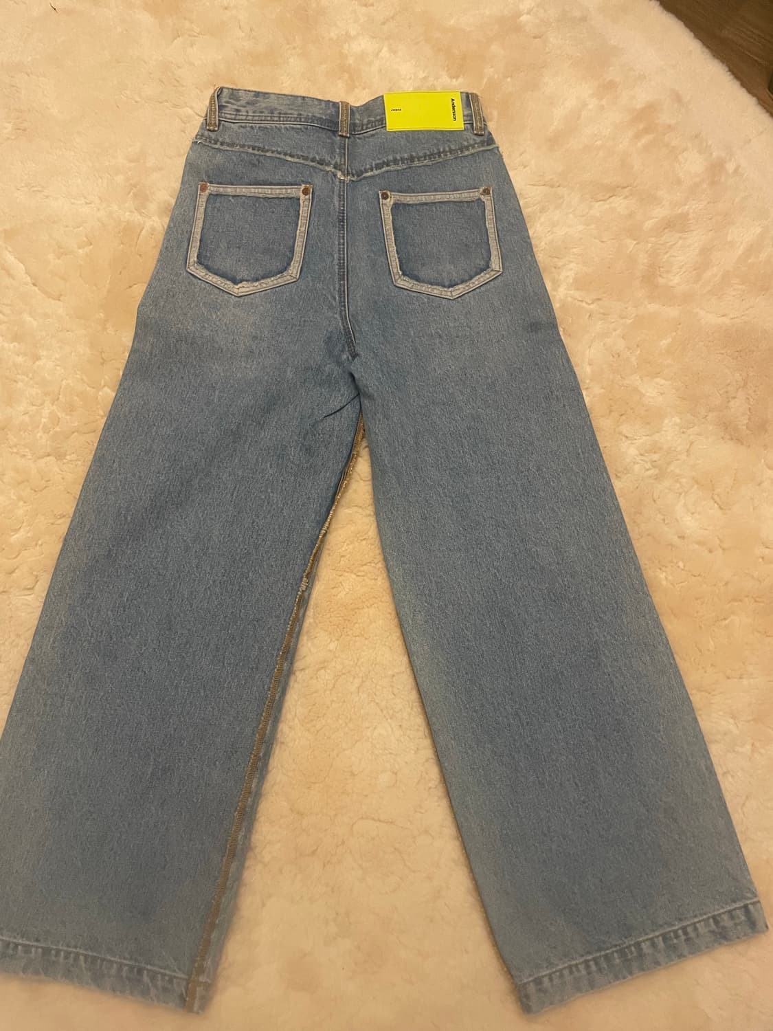 앤더슨벨 로우 컷 와이드 데님 팬츠 진 xs 상품이미지4