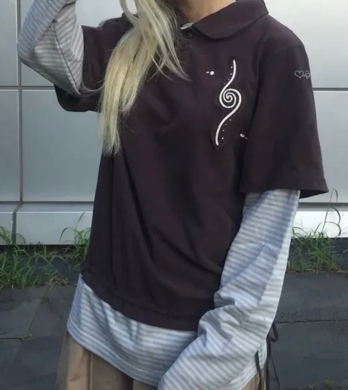 루나키후 모넬로 레이어드 스트라이프 롱슬리브 브라운 사이즈1 BROWN 상품이미지4