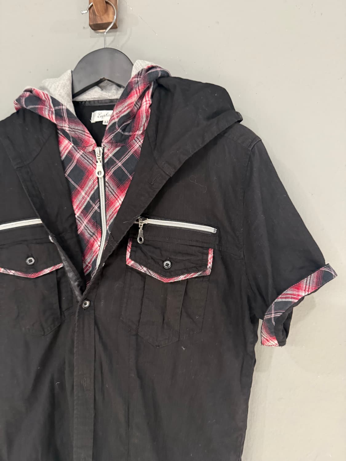 check hood layered detail shirt 상품이미지6