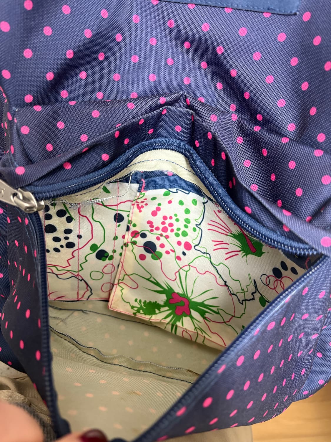 희귀 잔스포츠 네이비 핑크 도트 백팩 상품이미지4