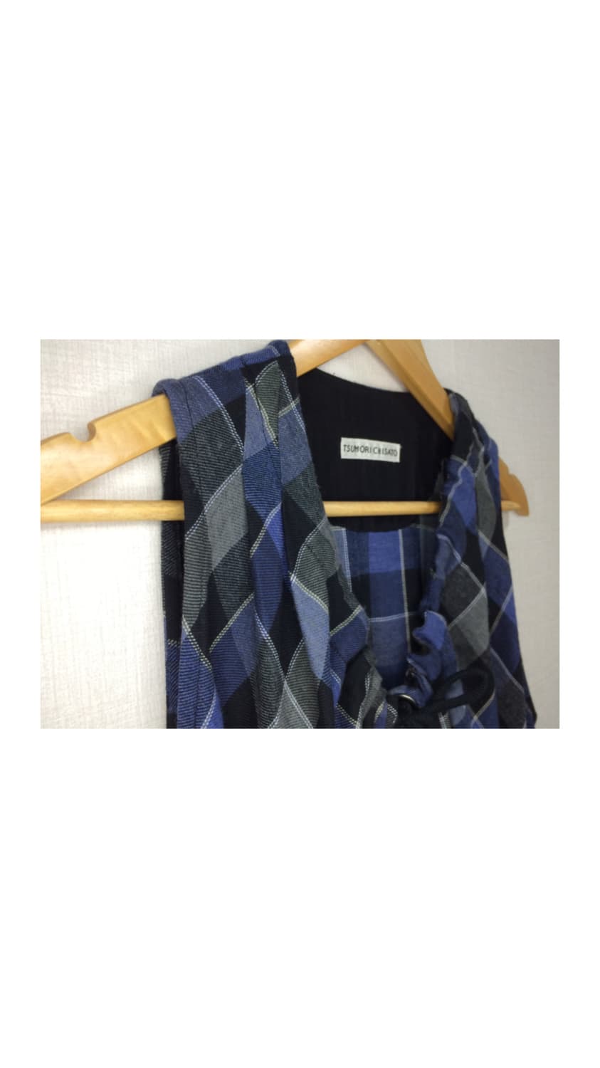츠모리 치사토 블루 그레이 체크 셔링 원피스 상품이미지4