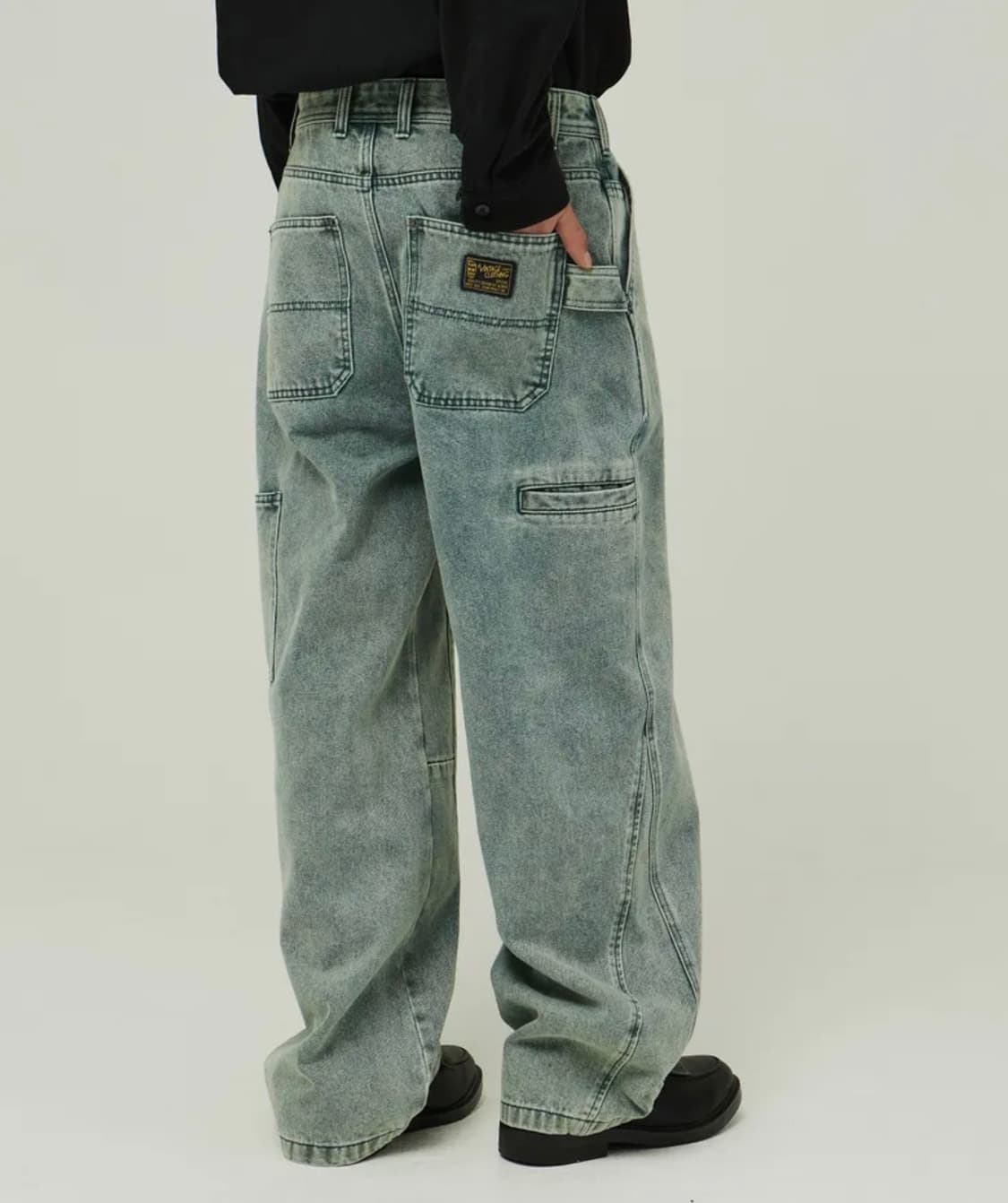 맥우드건 파번 7541 카펜터 빈티지클로딩 와이드핏 카키 컬러데님팬츠 상품이미지1