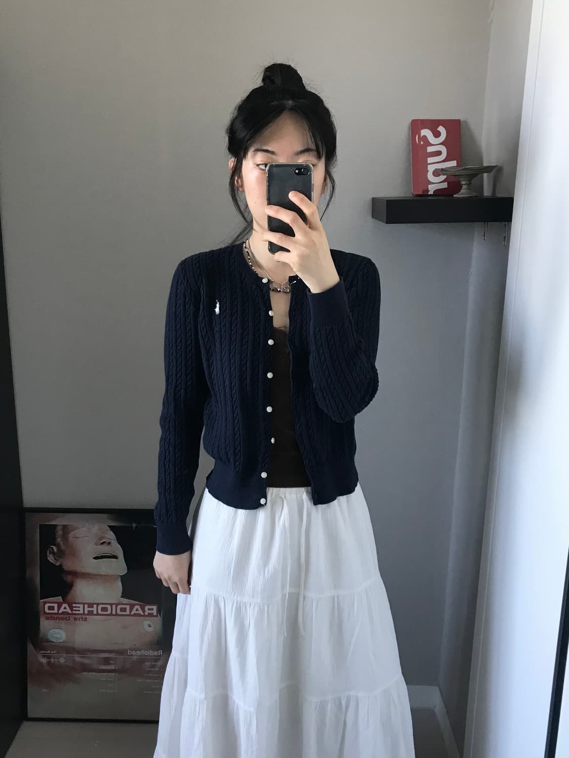 폴로 랄프로렌 QR코드택 포니 로고 네이비 케이블 니트 가디건 상품이미지4