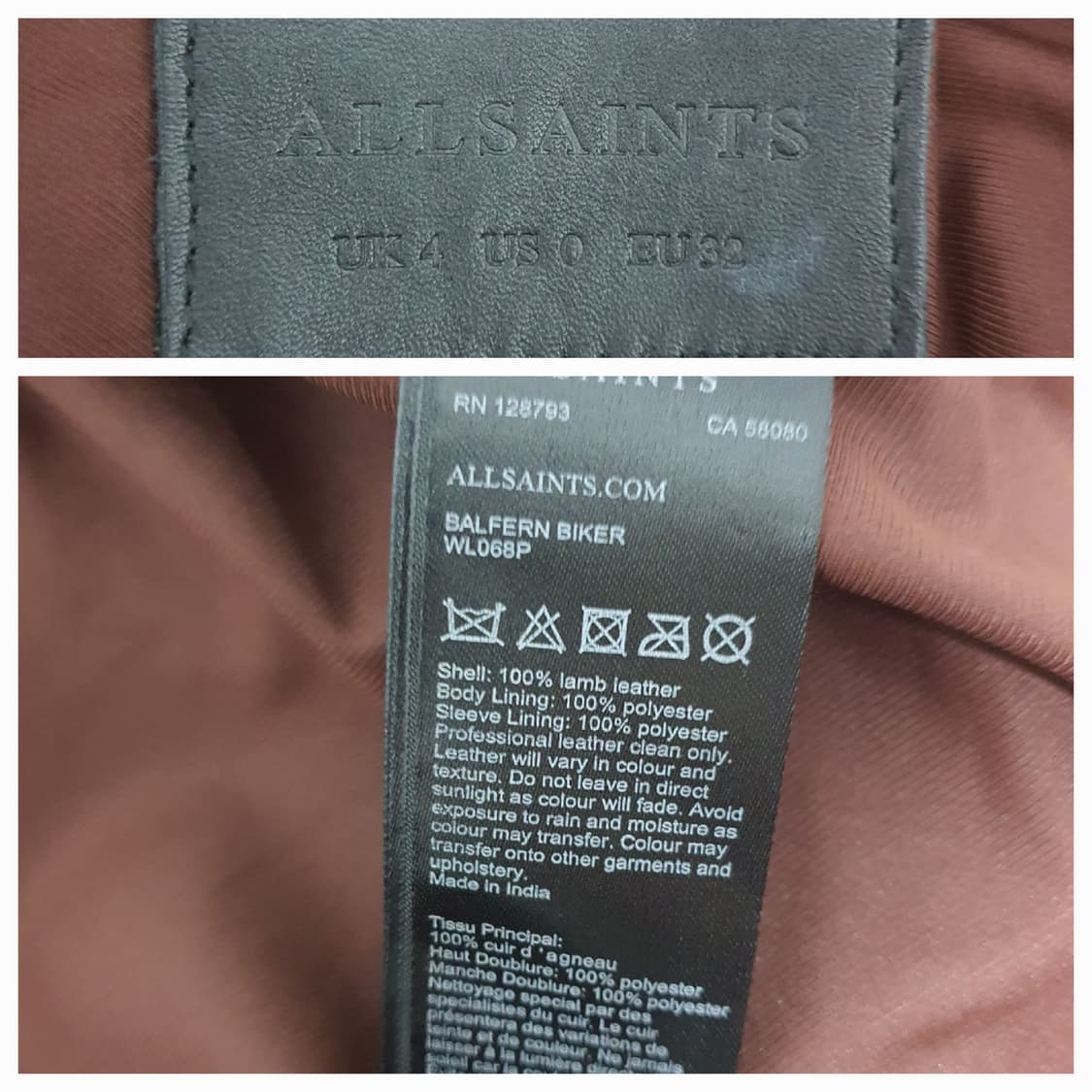 올세인츠 발펀 바이크 가죽 자켓 사이즈 EU32
 상품이미지10