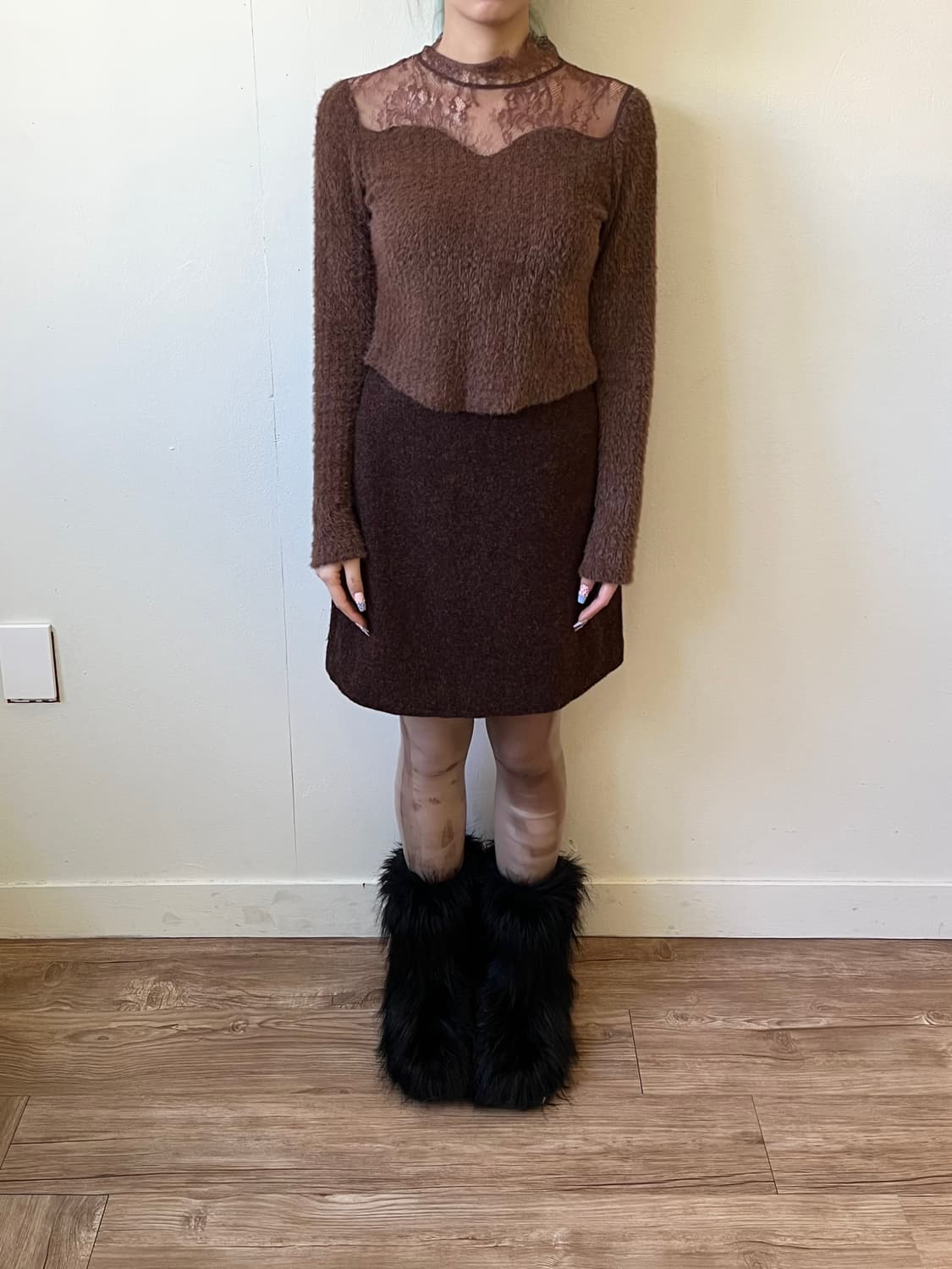 japan vtg 캐시미어 숏 스커트 상품이미지7