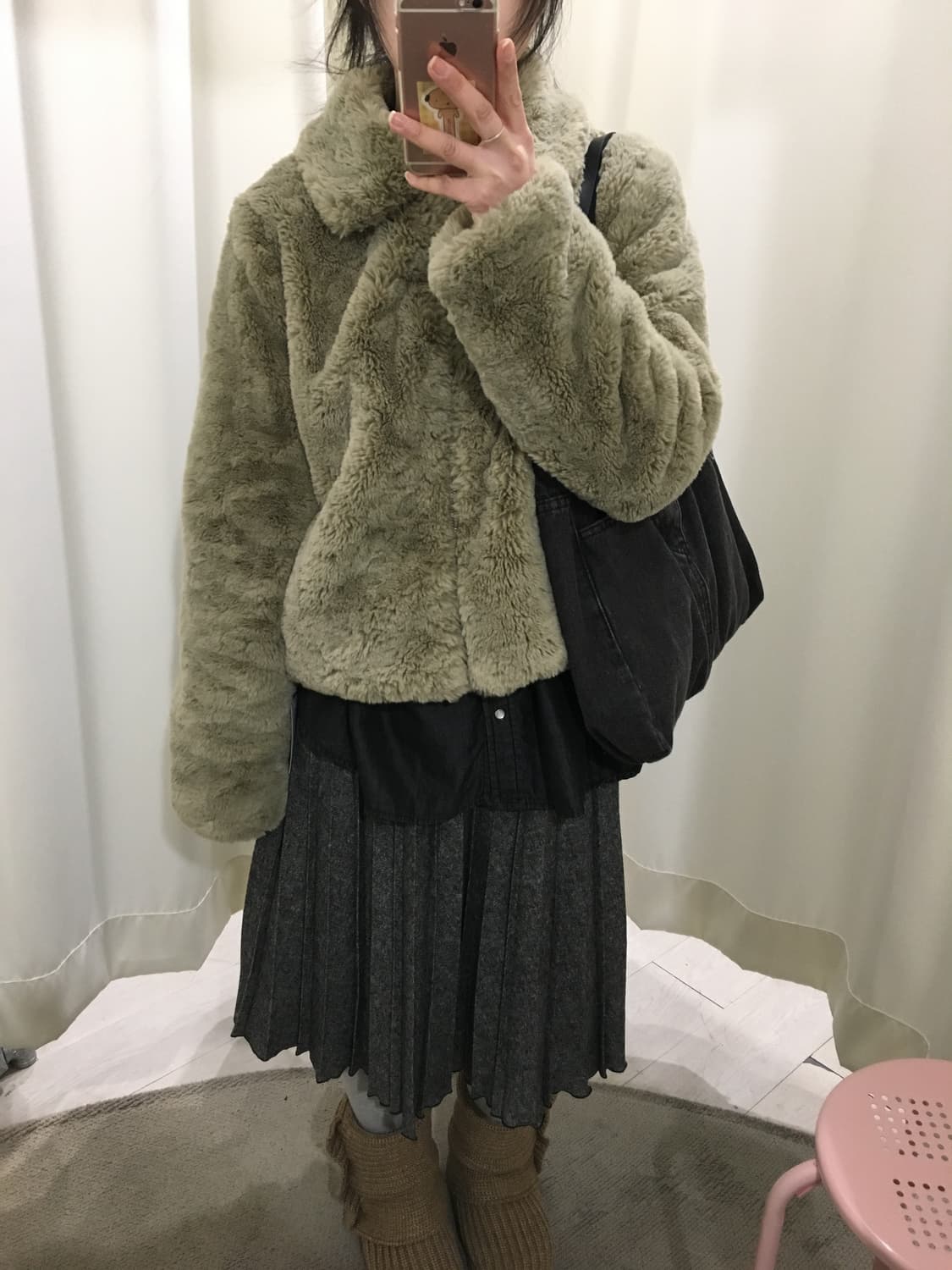 Pale Khaki Fur Jacket 상품이미지1