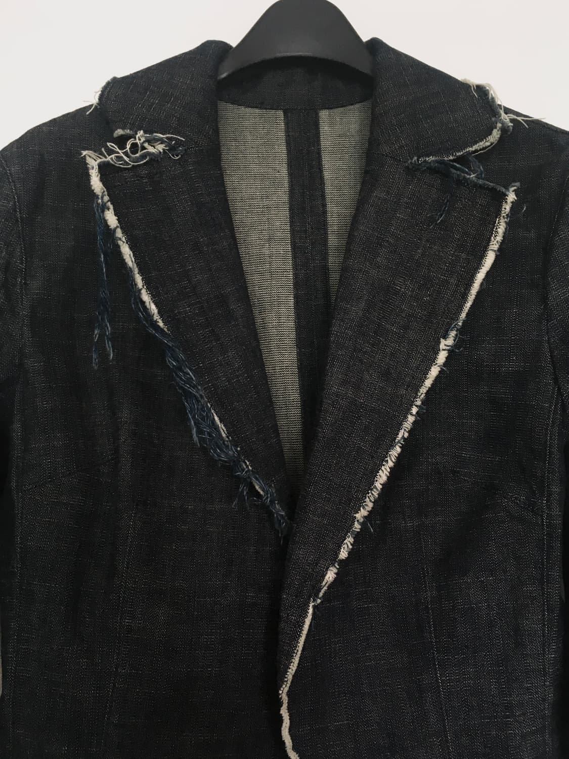 Frayed collar denim open blazer 상품이미지2