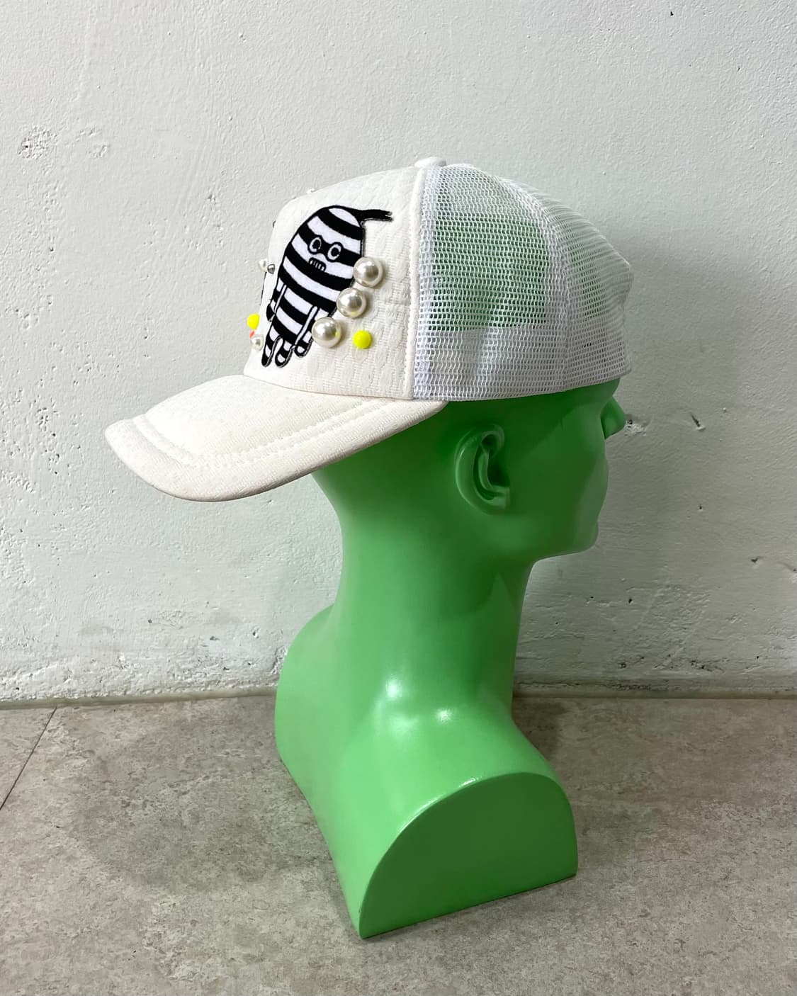 Stripe Skull Pearl White Cap Hat 상품이미지6