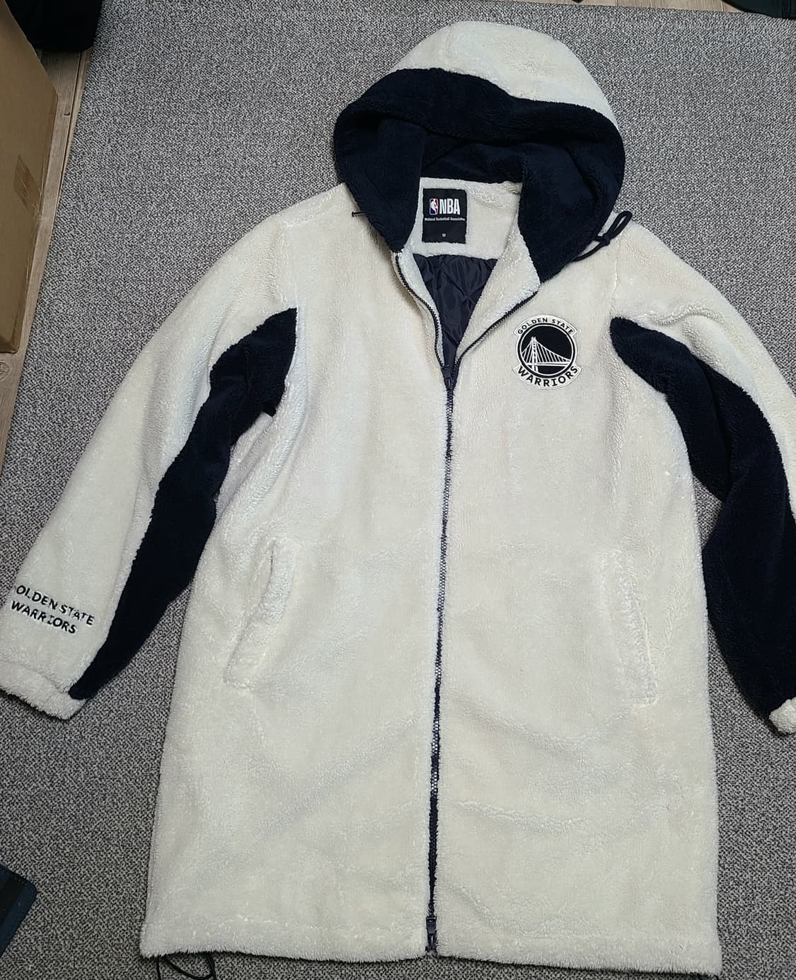 NBA 골든스테이트 워리어스 컬러블럭 롱기장 보아 후드집업  아메리칸 버 상품이미지1