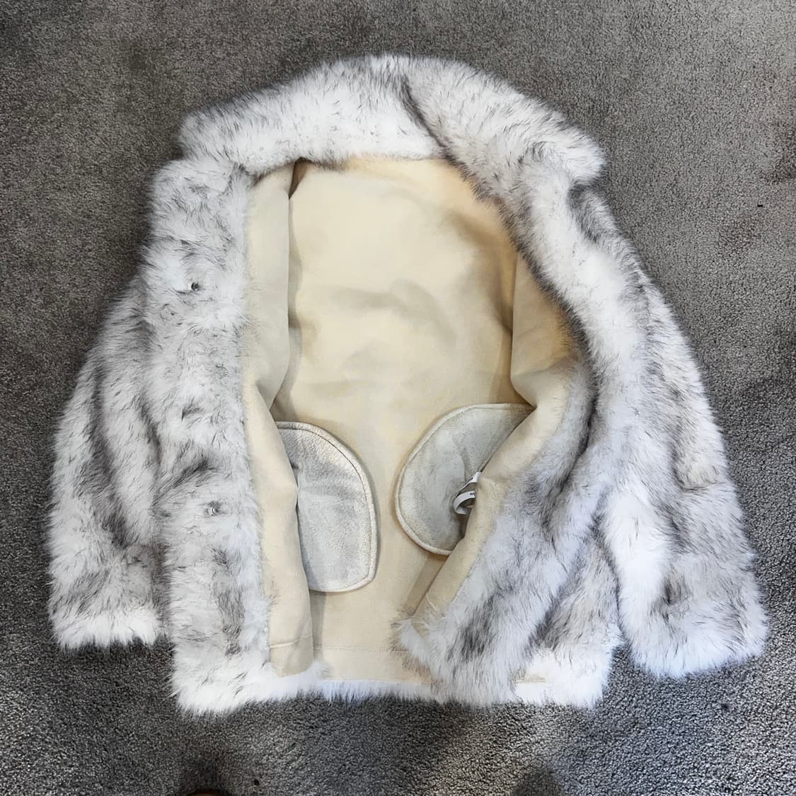 빈티지 화이트 믹스컬러 모조 모피 퍼 코트M-L 상품이미지3