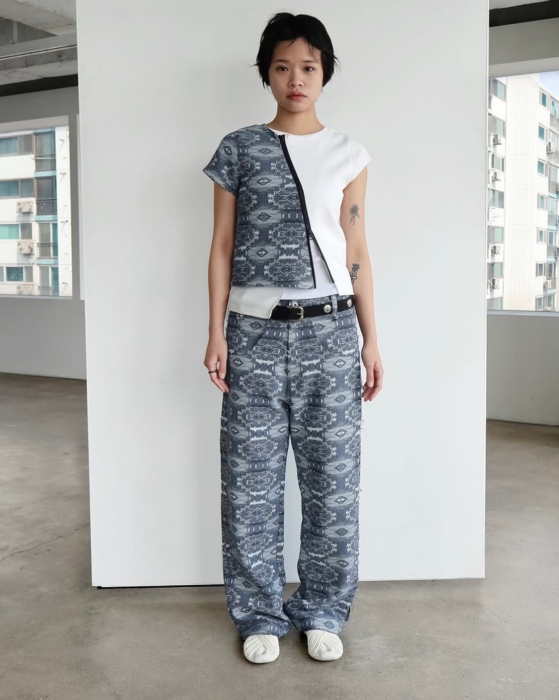 0tape detail jacquard pants 상품이미지2